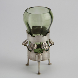 William Hutton Silver Vase with Powell Green Glass Liner