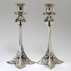 WMF Pair of Art Nouveau Silver Plated Candlesticks