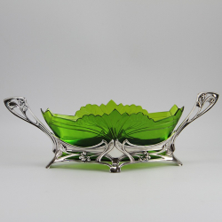 WMF Silver Plated Flower Dish with Original Green Crystal...