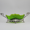 WMF Silver Plated Flower Dish with Original Green Crystal Cut Glass Liner
