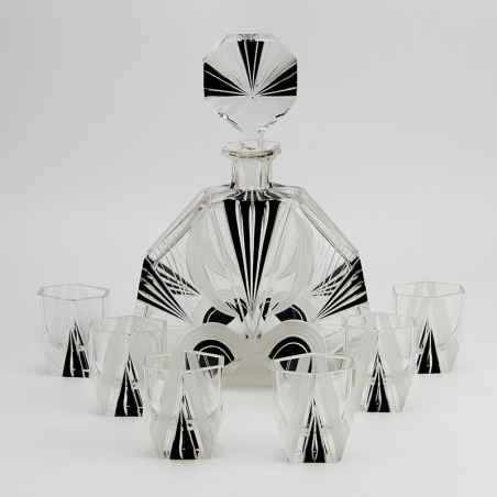 Karl Palda Art Deco Decanter with Six Shot Glasses