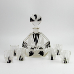 Karl Palda Art Deco Decanter with Six Shot Glasses
