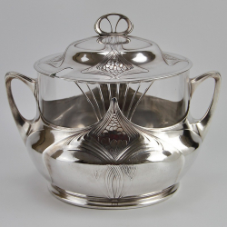 Orivit Art Nouveau Silver Plate Punch Bowl with Glass Liner