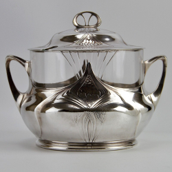 Orivit Art Nouveau Silver Plate Punch Bowl with Glass Liner