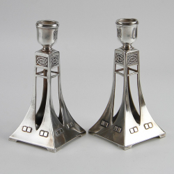 WMF Pair of Art Nouveau Secessionist Silver Plated Candlesticks