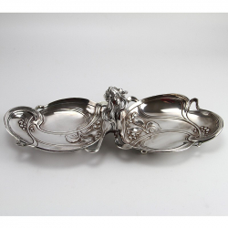 Art Nouveau Silver Plated Sweet Dish with Flowing Maiden...
