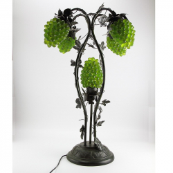 Murano Table Lamp with Glass Grape Bunch Shades and Metal Vine Leaves