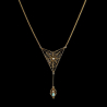Murrle Bennett & Co Art Nouveau Gold Seed Pearl and Turquoise Spiders Web Necklace