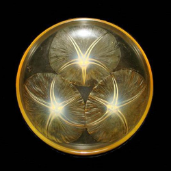 R Lalique Volublis Opalescent Amber Glass Bowl
