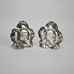 WMF Pair of Art Nouveau Silver Plated Maiden Profile Menu Holders