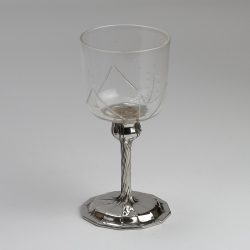 Orivit Art Nouveau Pewter Claret Jug and Six Glasses