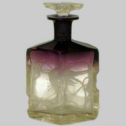 Moser Karlsbad Art Nouveau Amethyst & Clear Glass Perfume Bottle