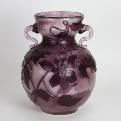 Emile Gallé, Nancy Large and Rare Art Nouveau Fire Polished Cameo Glass Vase