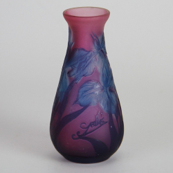 Emile Galle Nancy Cameo Vase with Purple Blue Flowers on...