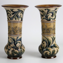 Doulton Lambeth Pair of Stoneware Vases decorated by...
