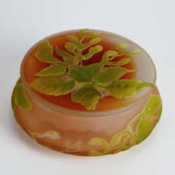 Emile Galle Cameo Glass Powder Bowl and Cover Decorated...