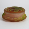 Emile Galle Cameo Glass Powder Bowl and Cover Decorated with Mistletoe