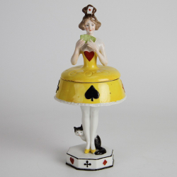 Art Deco Porcelain Doll Powder/Jewellery Box of a Card...