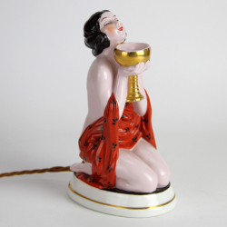 Art Deco Lady Ceramic Night Light/Perfume Burner of a...