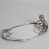 WMF Art Nouveau Jugendstil Silver Plated Visiting Card Tray with Art Nouveau Maiden Sitting on a Lily Leaf