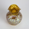 Loetz Art Nouveau Diaspora Vase on Yellow Ground with Silver Gold and Blue Iridescence