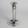 Archibald Knox for Liberty & Co Pewter and Enamel Candlesticks