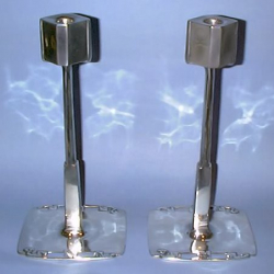 Archibald Knox for Liberty & Co Pair of Important Pewter Candlesticks