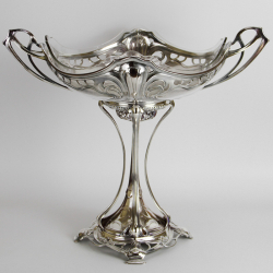 WMF Art Nouveau Silver Plated Pedestal Fruit Stand with Original Glass Liner
