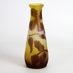Emile Galle Nancy Art Nouveau Cameo Glass Vase of Tapered...