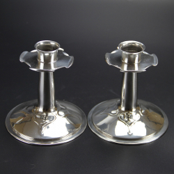 Archibald Knox for Liberty & Co Pair of Pewter Candlesticks