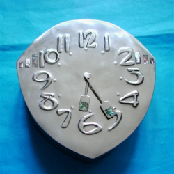 Archibald Knox for Liberty & Co Tudric Wall Clock Pewter with Abalone Shell Inserts
