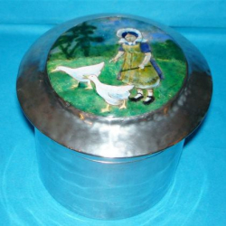 Antique Liberty Tudric Pewter Box & Cover with Enamelled...