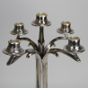 B & G Imperialzinn Art Nouveau Polished Pewter Five Branch Candelabra
