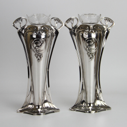 Pair of WMF Art Nouveau Silver Plated Flower Vases