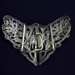 Art Nouveau Pierced & Embossed Silver Thistle Design Buckle Marples & Co