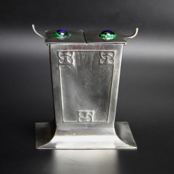 Osiris Art Nouveau Pewter Biscuit Box Designed by Archibald Knox