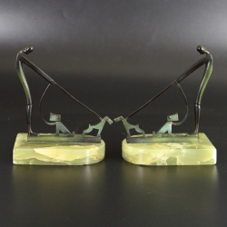 In the Manner of Hagenauer - Pair of Bronze Bookends with...