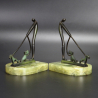 In the Manner of Hagenauer - Pair of Bronze Bookends with Figures and Dogs on a Leash