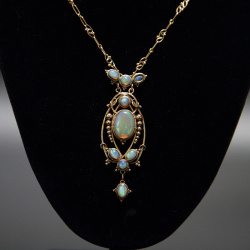 Arts and Crafts 15 Carat Gold and Opal Necklace Attrib....