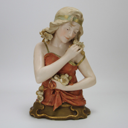 Ernst Wahliss Art Nouveau Jugendstil Pottery Half Figure...