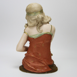 Ernst Wahliss Art Nouveau Jugendstil Pottery Half Figure of a Girl