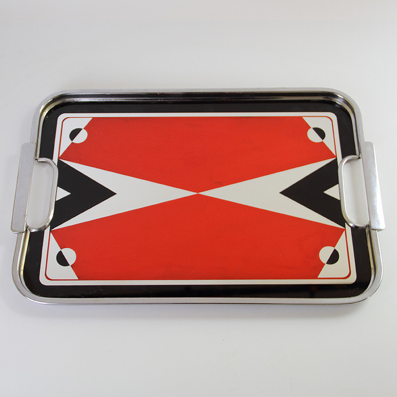 Art Deco Reverse Painted Glass Cocktail Tray