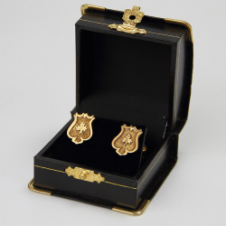 22 Carat Gold Shield Shaped Cuff Links with Dumb Bell...