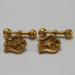 22 Carat Gold Shield Shaped Cuff Links with Dumb Bell Fittings