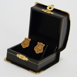 22 Carat Gold Shield Shaped Cuff Links with Dumb Bell Fittings