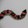 Art Deco French Silver Marcasite Brooch Set with Black and Coral Coloured Panels