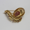 18 Carat Gold and Ruby Feathered Brooch
