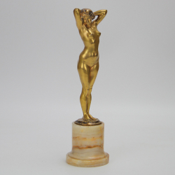 Joe Descomps Femme Nue Art Deco Gilt Bronze