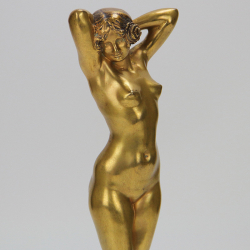 Joe Descomps Femme Nue Art Deco Gilt Bronze