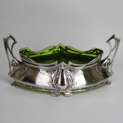 WMF Art Nouveau Silver Plated Flower Dish with Cut Glass Liner